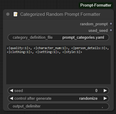 Categorized Random Prompt Formatter Node UI