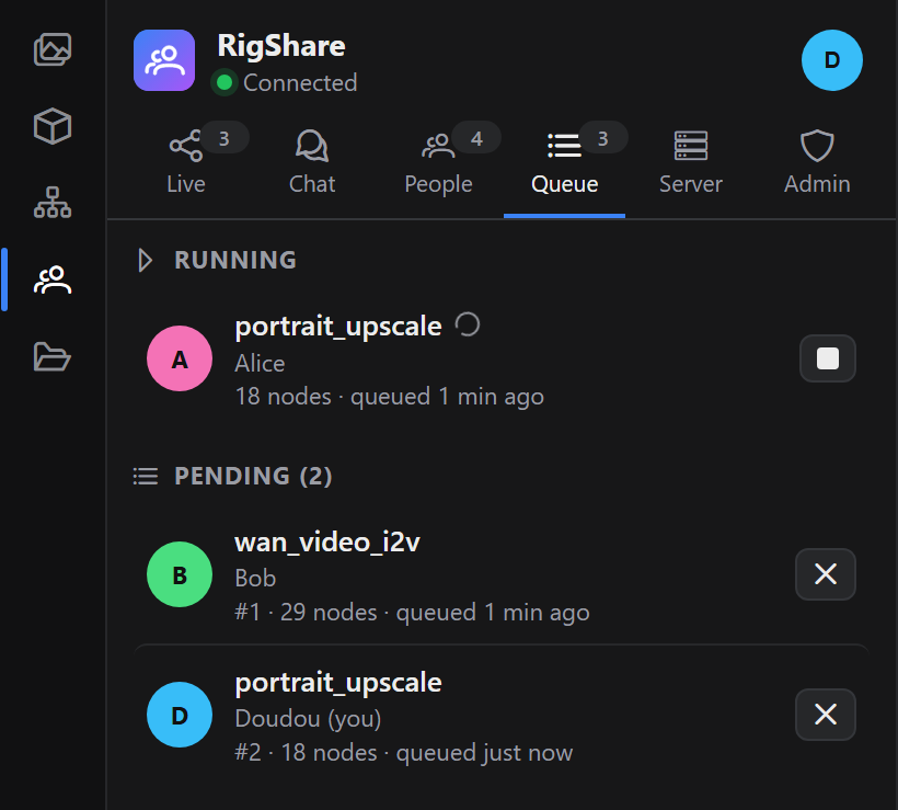Queue tab